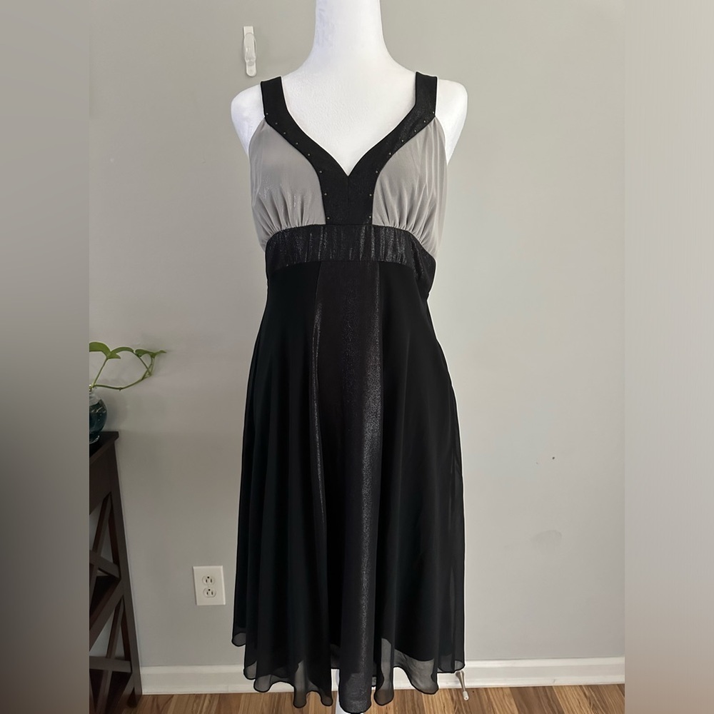 Jonathan Martin Petite Midi Strap Chiffon Studded Dress Size 10 P Party Cocktail